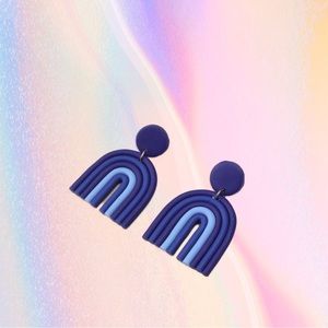 FASHION BLUE RAINBOW CLAY EARRINGS CUTE TRENDY